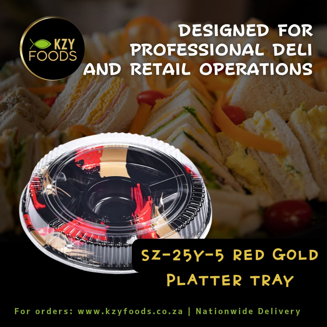 Durable, secure platter trays for deli &amp; retail operations.
Strong seal, reliable base &amp; bulk supply available.
🌐 kzyfoods.co.za | 📩 info@kzyfoods.co.za