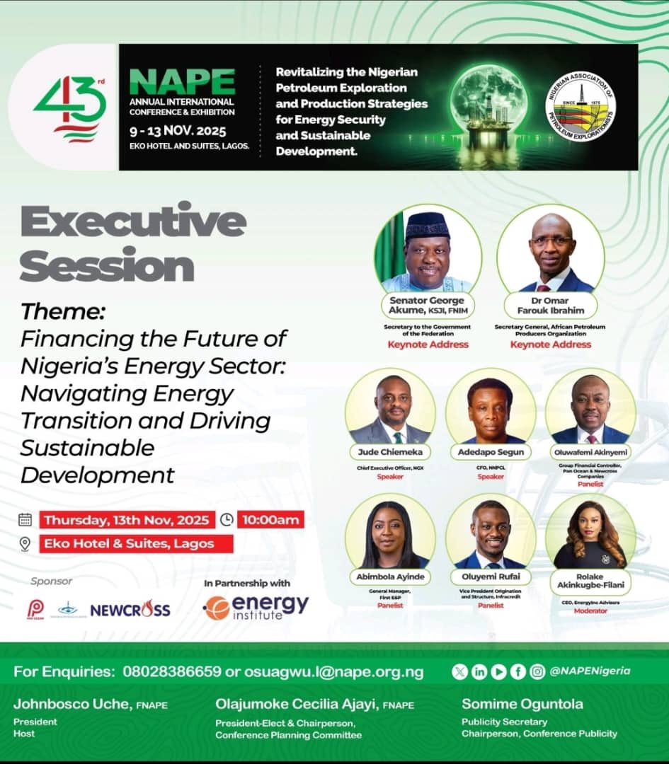 AppoSecretariat's tweet image. H.E. Dr. Omar Farouk Ibrahim, SG of #APPO, delivered a #keynote address at the Executive Session of the 43rd #NAPE Annual International Conference &amp;amp; Exhibition held on last Thursday, 13th #November 2025, #Lagos, #Nigeria.