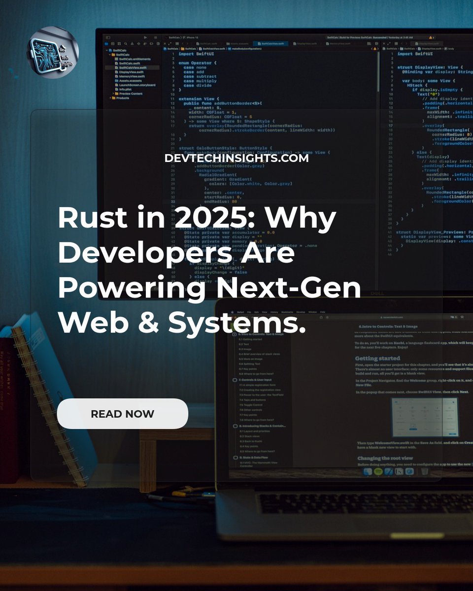 KhansbArkhan's tweet image. Rust is the undisputed heavyweight of 2025! 🚀 Powering next-gen web &amp;amp; systems with unparalleled performance and robust memory...

See the article:
devtechinsights.com/rust-in-2025-w…

#RustLang #WebDev #SystemDev #Programming #TechTrends #DevLife
