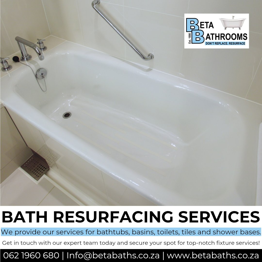 BetaBathrooms's tweet photo. Give your bathroom a like-new finish β without replacing a thing! π Beta Bathrooms resurfaces baths, basins, toilets, tiles + shower bases across the Western Cape. Fast. Affordable. Professional.
π 0621960680
#BetaBaths #BathResurfacing #HomeImprovement #DontReplaceResurface https://t.co/e6mPFsput2