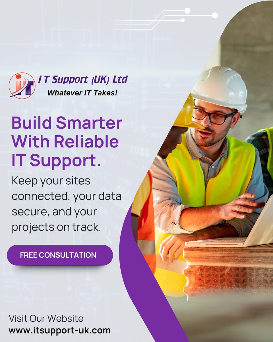 itsupportukltd's tweet image. Building projects run on deadlines, and reliable IT keeps them on track. 🏗️

We provide IT Support designed for construction businesses, keeping your teams connected on-site and in the office.

➡️ Visit itsupport-uk.com

#ITsupportUK #ITconsultants #ITservices
