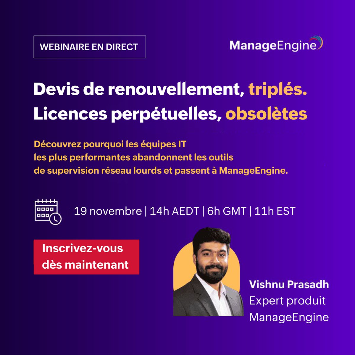 ManageEngineFra's tweet image. Découvrez les raisons de cette reconnaissance 👉 mnge.it/ITOMWebinar