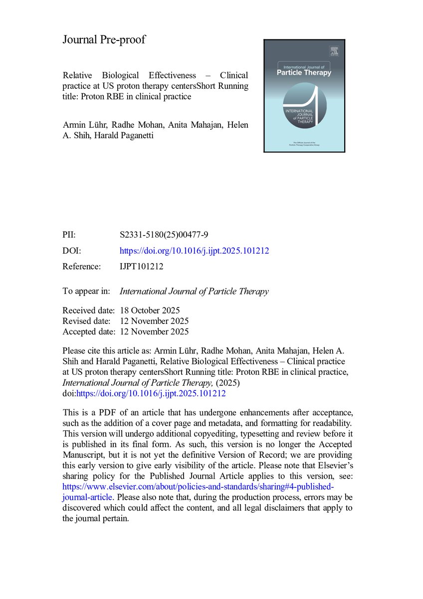 RRobaina75's tweet image. Relative Biological Effectiveness – Clinical Practice at US Proton Therapy Centers
#aeprot #particletherapy #protontherapy #hadrontherapy #protonterapia #LET #RBE