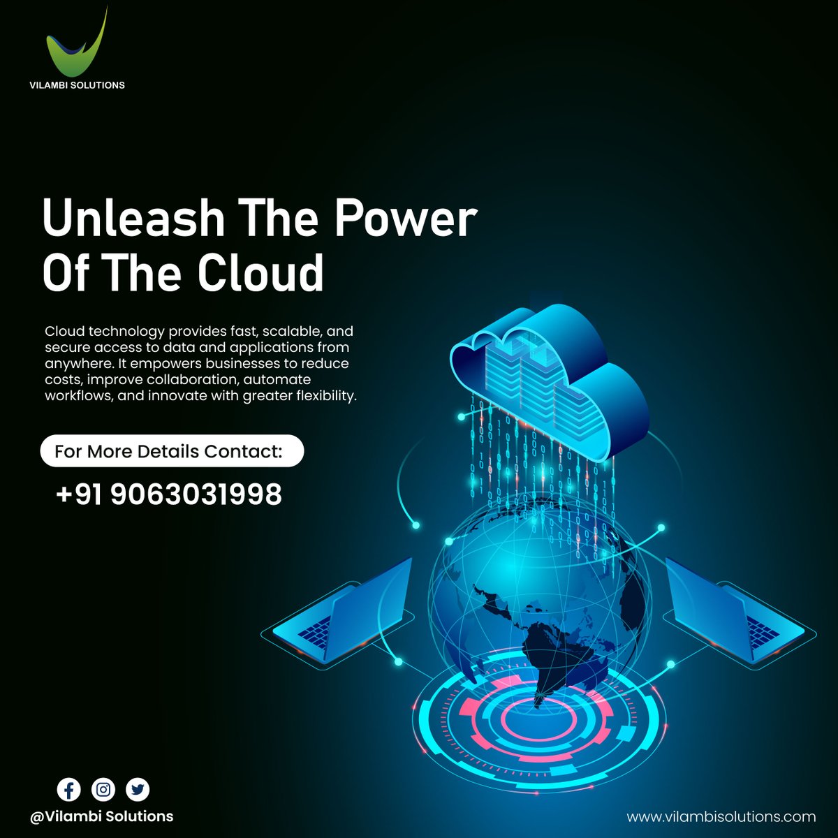 VilambiSolutio1's tweet image. Unleash the Power of the Cloud:
Experience faster performance, secure access, and limitless scalability transforming the way we work and innovate
📞 Contact us: +91 90630 31998
#CloudTechnology #CloudComputing #DigitalInnovation #DigitalTransformation #Vilambisolutions
