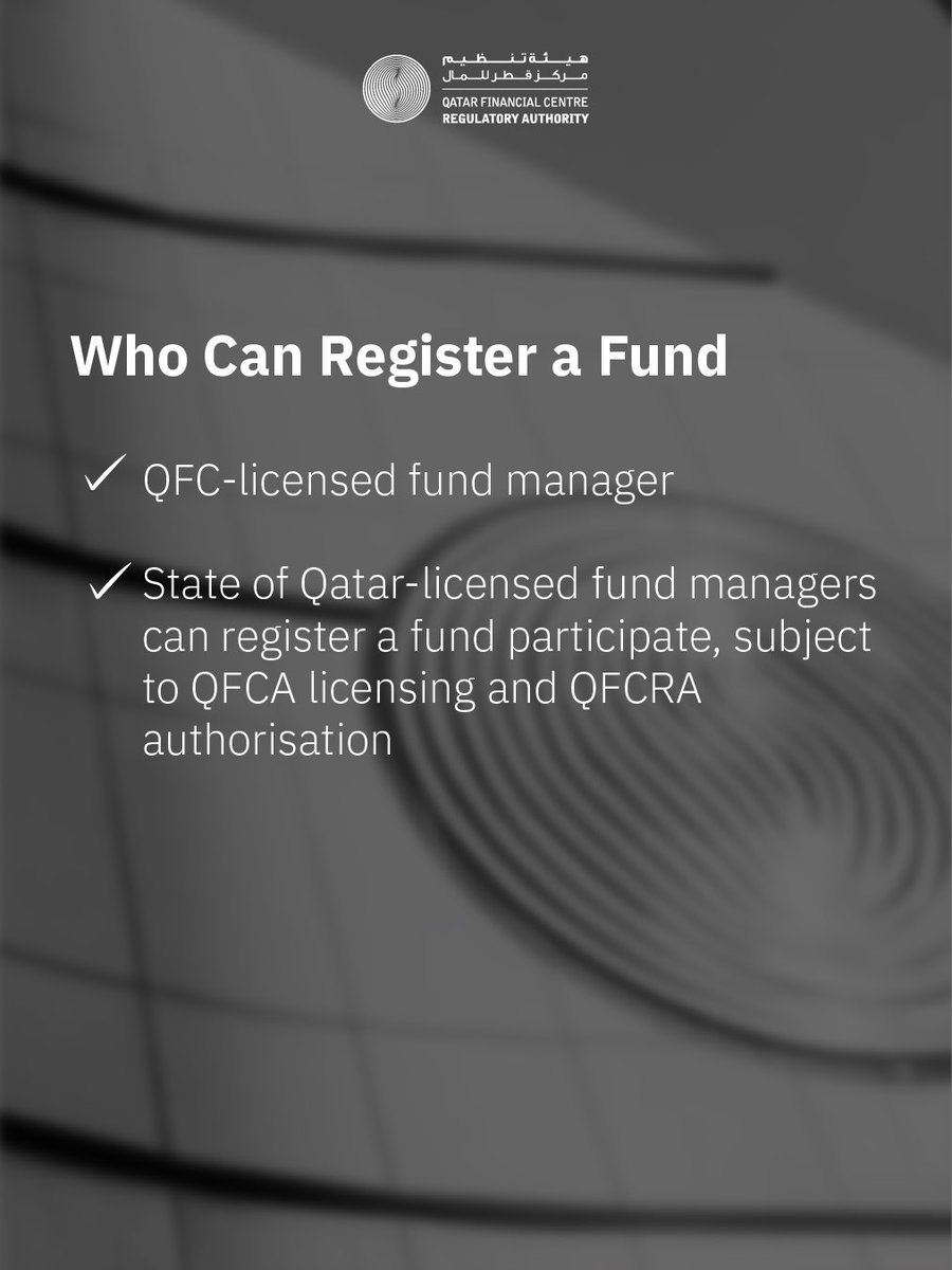 QFCRA's tweet photo. #QFCRA #QFCA #FundRegistration #QatarFunds #FinancialServices #InvestmentFunds https://t.co/597OJ3SPoP