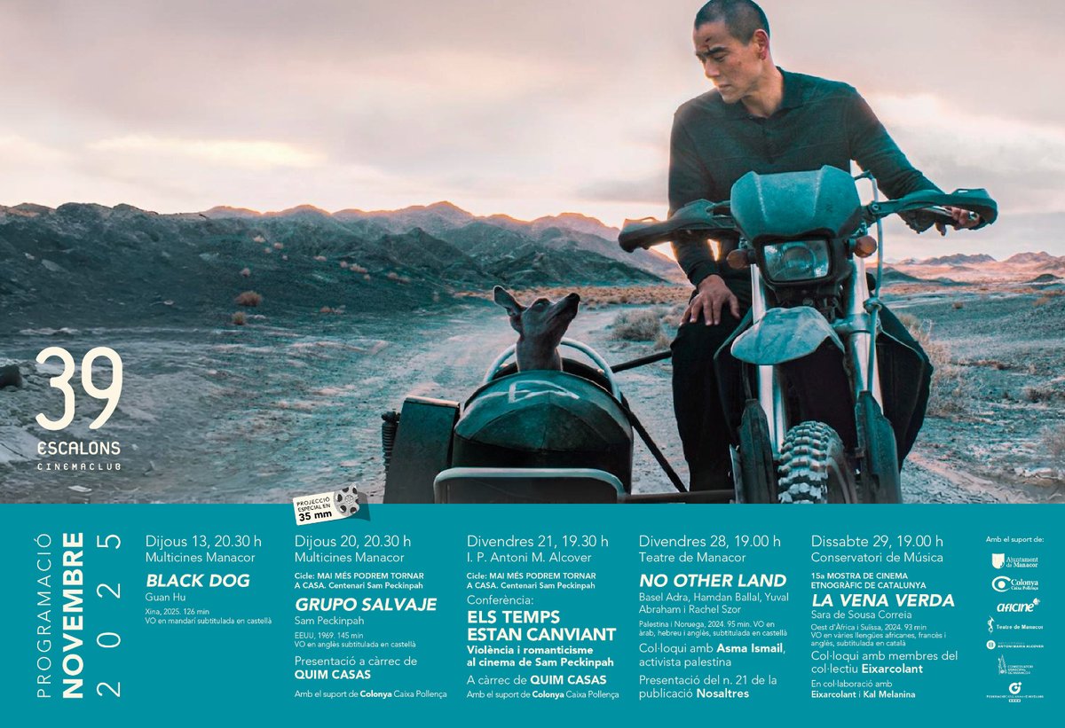 Xerrada  «Els temps estan canviant. Violència i romanticisme al cinema de Sam Pekinpah» a càrrec de Quim Casas, crític cinematogràfic i professor a la Universitat Pompeu Fabra i organitzada per <a href="/39escalons/">39escalons</a>.
No podeu faltar!