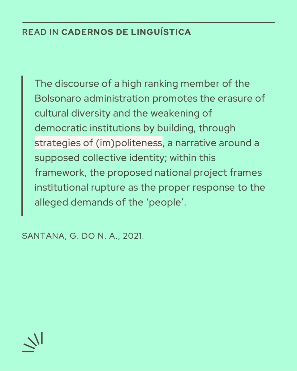 Gabriel do Nascimento Santana maps Abraham Weintraub’s ministerial speech, where lines like “I would put these vagabonds in jail” feed an antidemocratic us versus them story in the Bolsonaro government.
#linguistics
doi.org/10.25189/2675-…