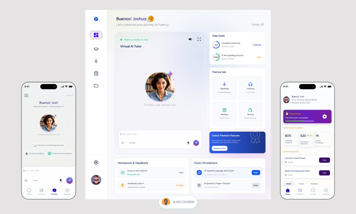 OA_ajao's tweet photo. 🔵 Lexio | Language Mastery with AI (UI/UX Case Study)

I designed Lexio in Figma for learners, whether tackling AP or IB language programs or exploring a new language. https://t.co/AHL16mya76