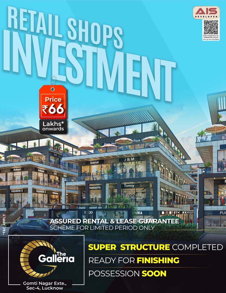 ais_developer's tweet image. ✔One space. Unlimited business possibilities!
• Retail • Food Court • Showroom • Hypermarket
• Café • Salon • Pharmacy &amp;amp; more 
📍Gomti Nagar Extn. Sector-4 Lucknow’s top location near Janeshwar Mishra Park.
Call 📞9305202010

#ais_developer #businessowner #RetailSpace