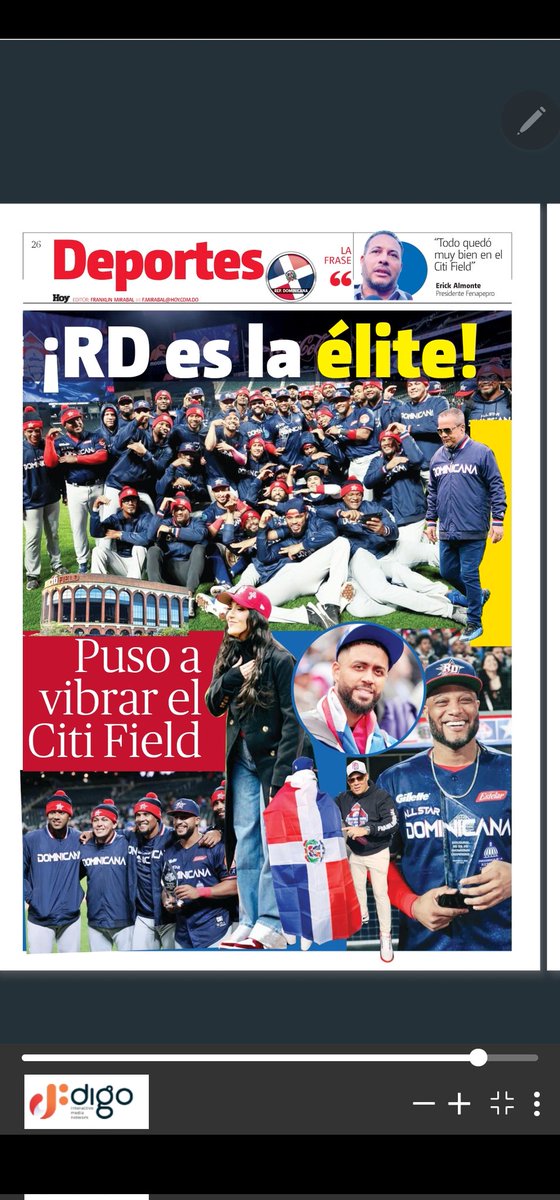 Espectacular!!!.

El periódico HOY deslumbró con la cobertura del juego RD vs Puerto Rico desde el Citi Field de Nueva York.

#YoApoyoALaRepúblicaDominicana