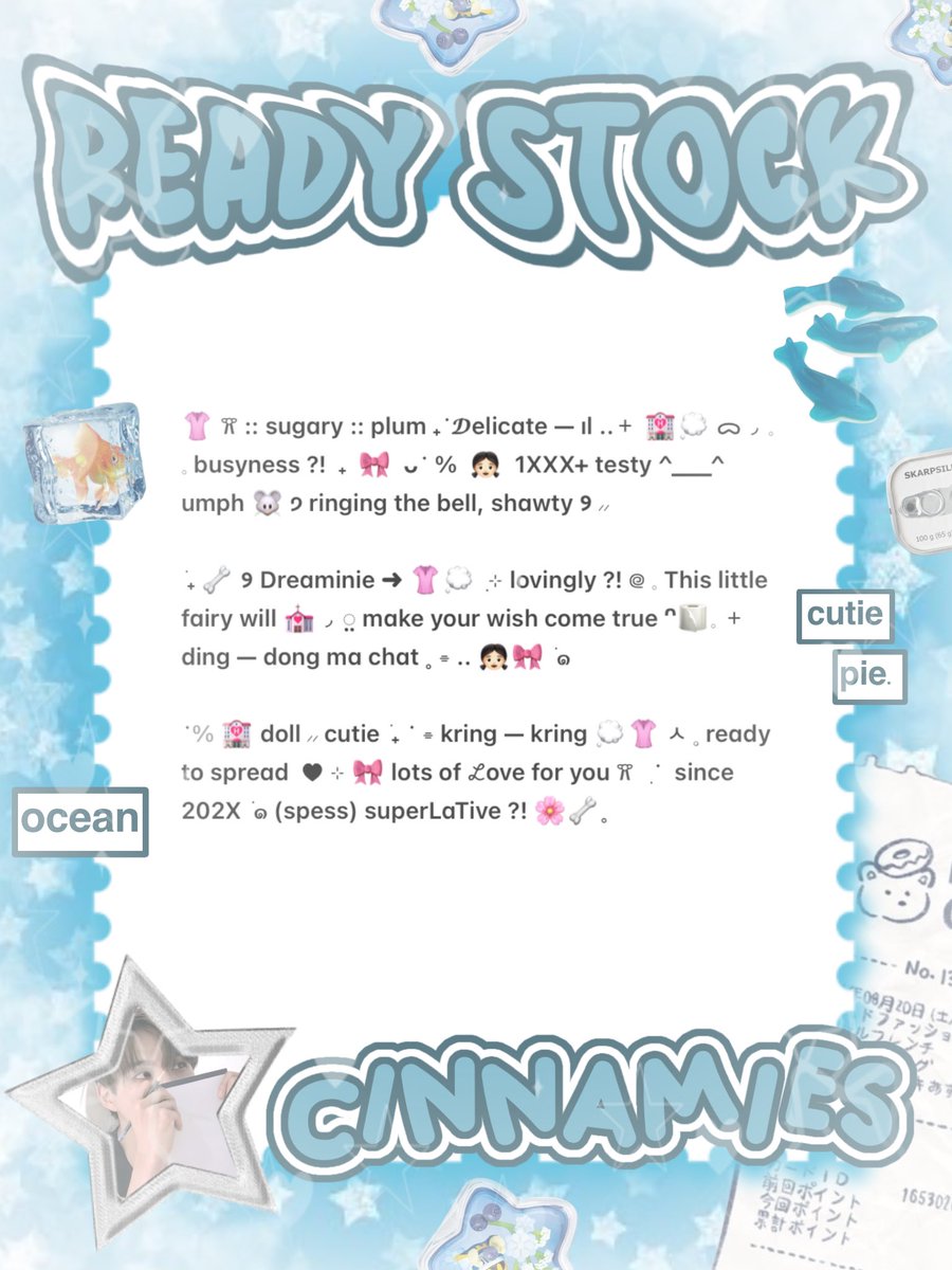 cinnyamies's tweet image. ╭┈  ֹ   help repost? thankies, sweetie 🐳

{ II } ׁ ๑ 🪽.. haii, timan — timun ?! naka punya wording bio ready stock nih 𓏏𓏏 ִ ⊹  2.500/each khusus hari ini 𖢷  ׅ  ࣪  ⸝⸝ 💧🦴 yuk, ping chat:ie aku &amp;amp;. take sekarang juga   𓈒˚ &amp;gt;___^ 

#zonauang
