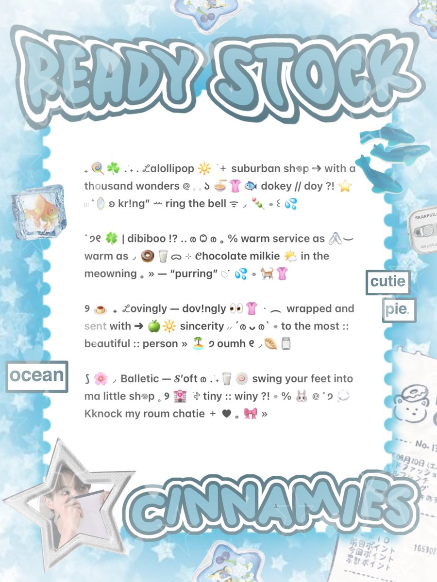 cinnyamies's tweet image. ╭┈  ֹ   help repost? thankies, sweetie 🐳

{ II } ׁ ๑ 🪽.. haii, timan — timun ?! naka punya wording bio ready stock nih 𓏏𓏏 ִ ⊹  2.500/each khusus hari ini 𖢷  ׅ  ࣪  ⸝⸝ 💧🦴 yuk, ping chat:ie aku &amp;amp;. take sekarang juga   𓈒˚ &amp;gt;___^ 

#zonauang
