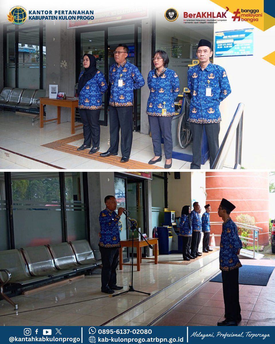 atr_bpnkprogo's tweet image. Hallo,
#sobatATRBPNKulonProgo

Kantor Pertanahan Kabupaten Kulon Progo melaksanakan apel pagi yang dipimpin oleh Bapak Eko Herry Supriyanto, S.ST. selaku Kepala Seksi Pengadaan Tanah dan Pengembangan yang diikuti oleh seluruh pegawai 

#KantahKulonProgo