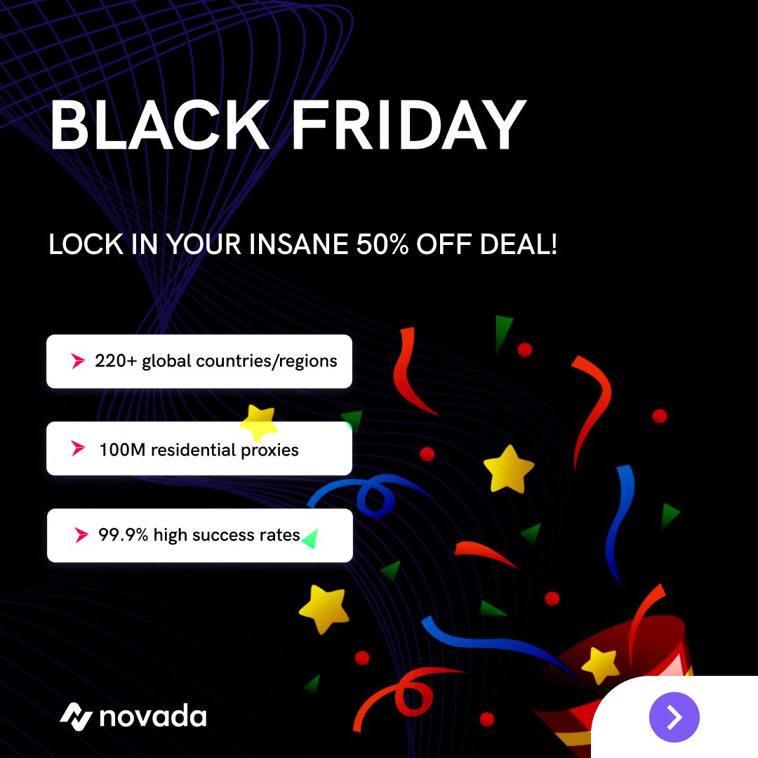 Novada_Proxy's tweet image. 🚀99.99% Success Rate. Real Results.

🎯Novada helps e-commerce leaders target cities
📊get flawless data
⚡integrate in &amp;lt;48h

“Novada turned data headaches into insights.”
Learn more: novada.com/?osm
#DataStrategy #AIProxy #WebScraping #MarketIntelligence #AdVerification