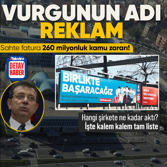 İBB'nin reklam ihalelerini adrese teslim olarak Kültür A.Ş. ve Medya A.Ş'ye devrettiği, bu iki şirketin ise aynı reklam ihalelerini daha düşük bedelle alt yüklenicilere  Sahte faturalar kesilerek yapılmış gibi gösterilen işler nedeniyle milyonluk kamu zararına yol açıldı.😋