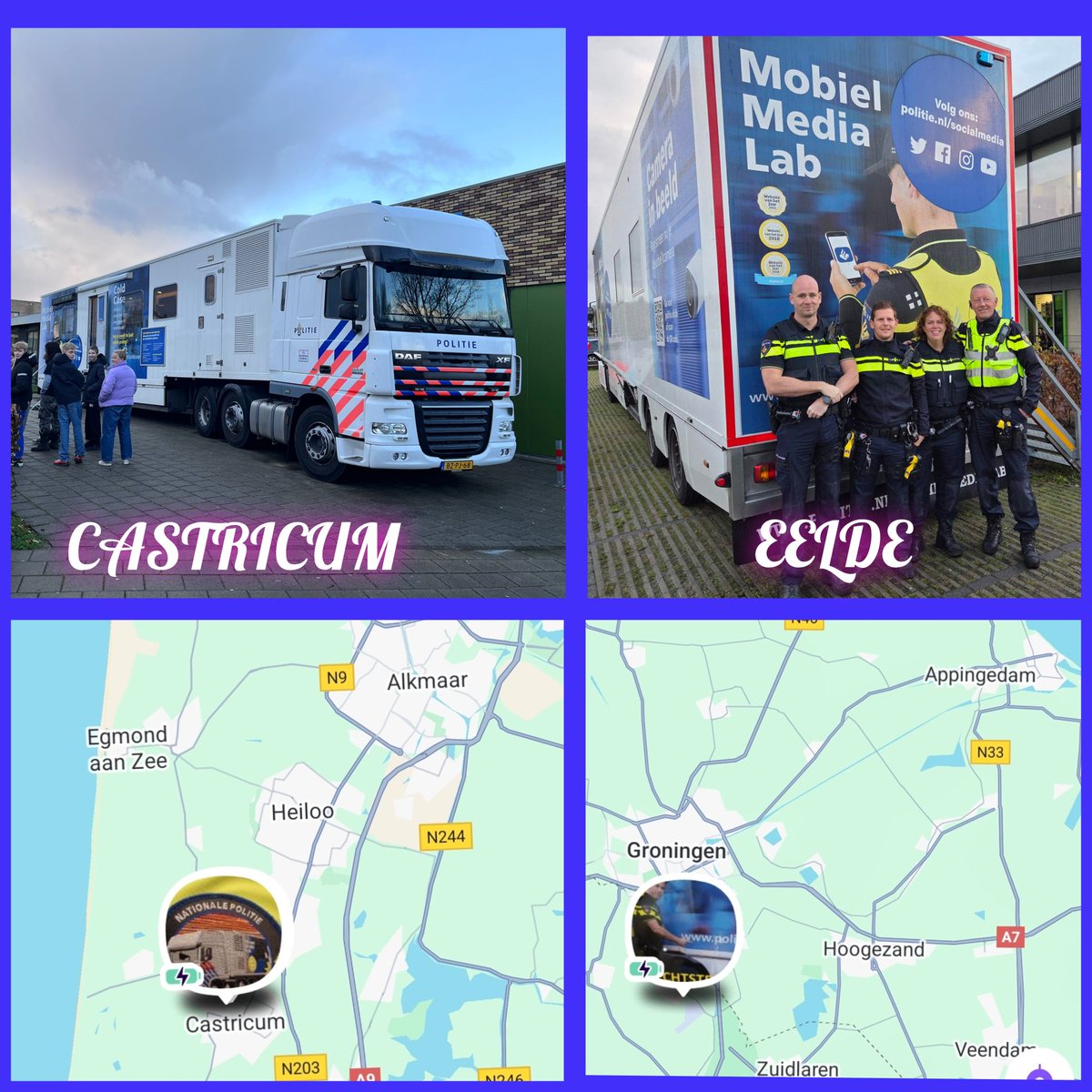 Goedemorgen! We starten de week met onze #politie Mobiel Media Lab's op scholen rond #Alkmaar en #Groningen. Om precies te zijn voor vandaag: #Castricum en #Eelde.

Volg je lokale politie voor meer info: politie.nl/socialmedia.