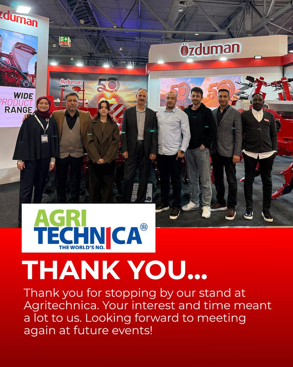 🌾 Thank You for Visiting!

Thank you for stopping by our stand at Agritechnica.
Your interest and time meant a lot to us.
Looking forward to meeting again at future events!

#özduman #masterofsoilworking #masterOfPlanting #agritechnica