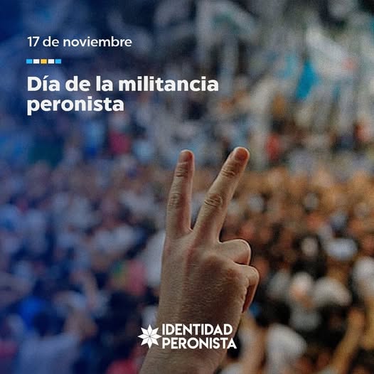 Un día como hoy pero de 1972 retornaba al país la esperanza del pueblo encarnada en la persona de Juan Domingo Perón.
Por eso celebramos el Día del Militante Peronista.
 Hoy nuestro grito de corazón, ¡Viva Perón, Viva Perón!
Feliz día del militante peronista, compañero-a!!!!