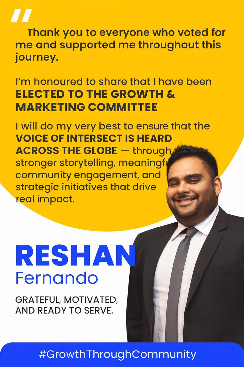 Grateful for your support!
I’m proud to share that I’ve been elected to the Growth &amp; Marketing Committee.
Ready to contribute, collaborate, and amplify the incredible work happening across the Intersect and Cardano ecosystems.
Let’s grow together. 🌍

#GrowthThroughCommunity