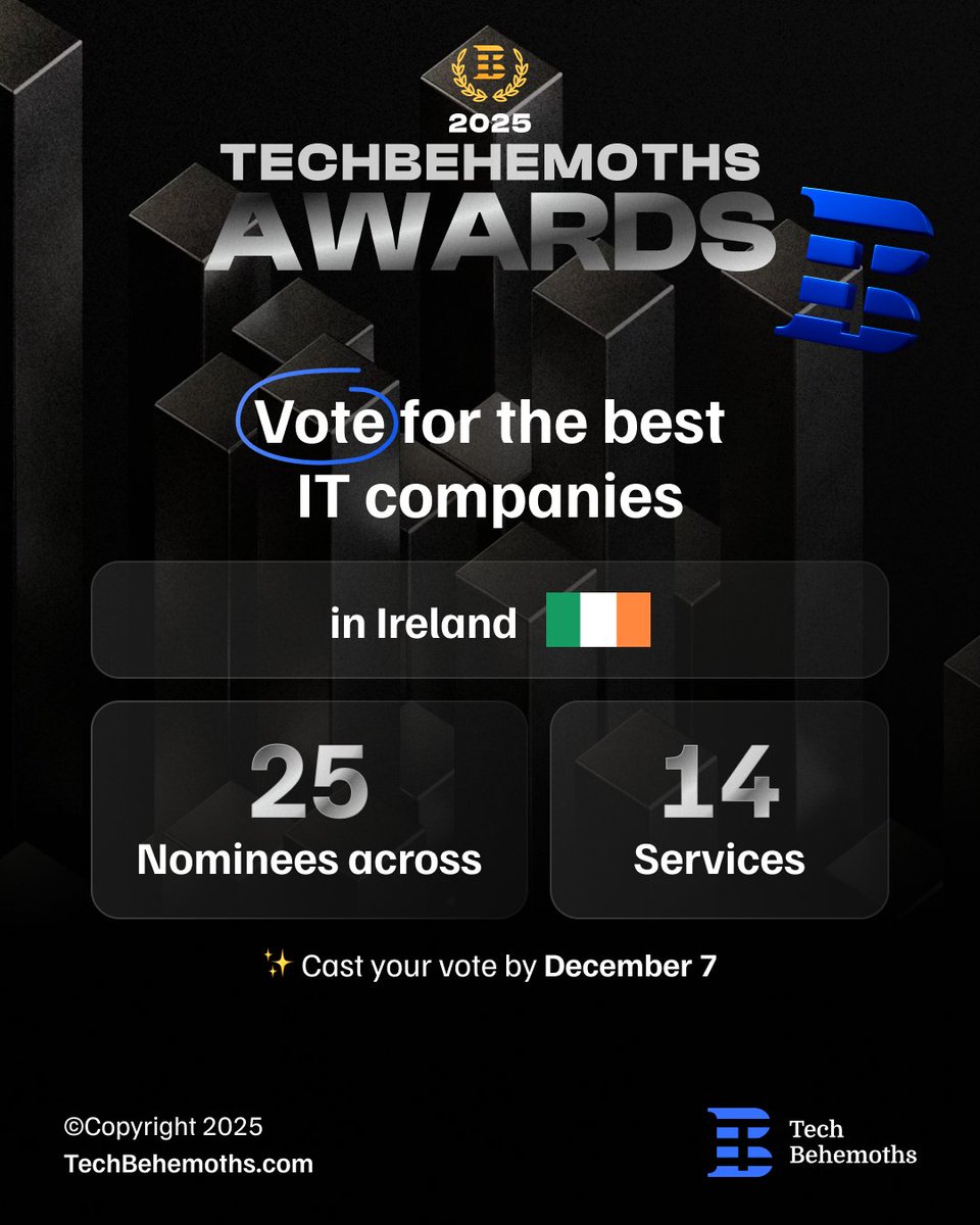 TechBehemoths's tweet image. Spotlight on Ireland’s Top IT Companies 🇮🇪

This year, 25 outstanding IT companies across 14 service categories are competing in the #TechBehemothsAwards2025, showcasing remarkable achievements in B2B technology!

Show your support for the Irish IT companies shaping the industry…