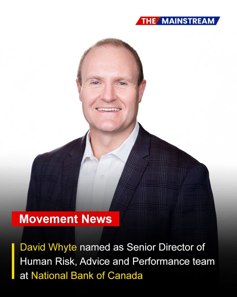 TheMainstream7's tweet image. David Whyte, MBA CPHR named as Senior Director of Human Risk, Advice and Performance team at National Bank of Canada

#TheMainstream #LeadershipUpdate #HumanPerformance #HRStrategy #PeopleAndCulture #CareerMove #BankingSector