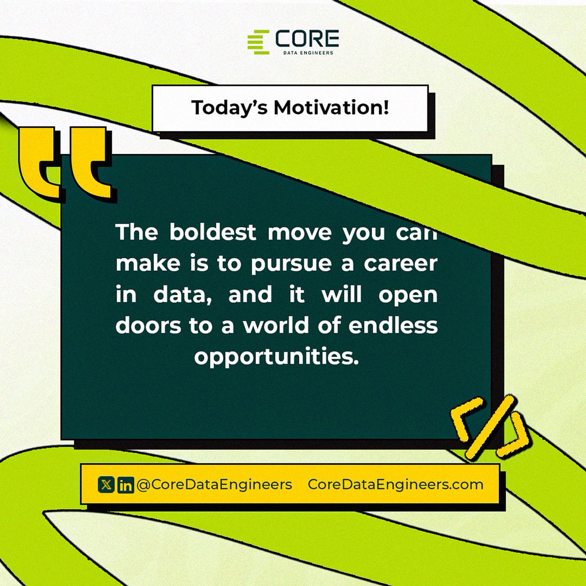 ✨ Monday Motivation!

Stepping into data engineering is more than choosing a career, it’s choosing impact. Every new concept you learn, every tool you master, and every challenge you solve brings you closer to becoming the kind of engineer who builds systems that power the world