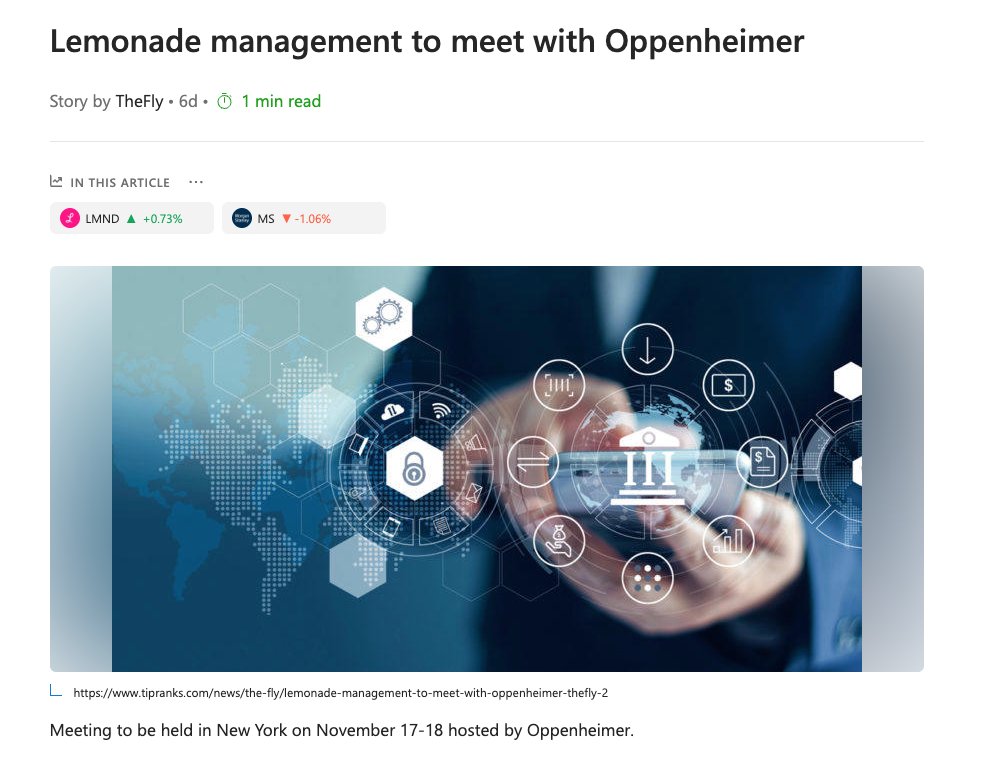 Reminder;

Lemonade management to meet with Oppenheimer November 17-18.

Potential interest, accumulation, then re-rating?

Meanwhile, M Burry &amp; Thiel sell. Talk of an AI bubble. Potential market freak- out?

Hmmm. What to do? 🤣

msn.com/en-us/money/ot…