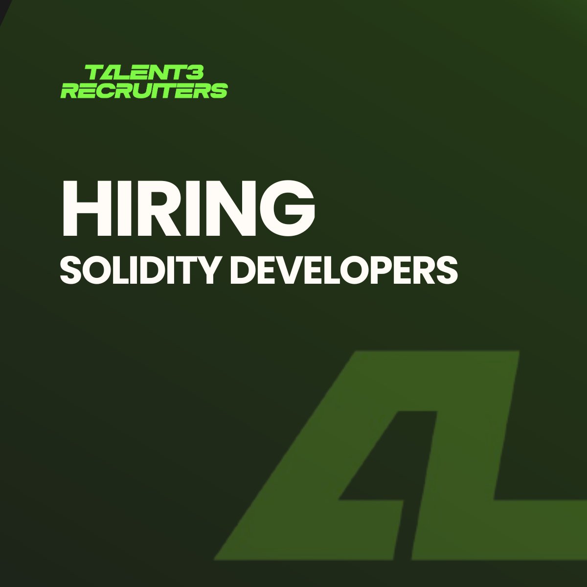 We're hiring Solidity Developers. 
 
-Solidity &amp; smart contract development
 -Ethereum, EVM &amp; blockchain architecture 
-Hardhat, Truffle, Remix
 -Token standards (ERC-20, ERC-721, ERC-1155)  

Bonus: DeFi/NFT/DAO , Web3.js/Ethers.js, open-source   

Remote. Full-time.

DM!!