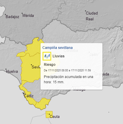 🔐Cierre preventivo de parques públicos en Sevilla ante el aviso amarillo por lluvias emitido por <a href="/AEMET_Esp/">AEMET</a>  durante la mañana de hoy.
A medida que avance la jornada se valorará la situación para activar la apertura si procede.
Gracias por tu colaboración
#SeguridadCiudadana