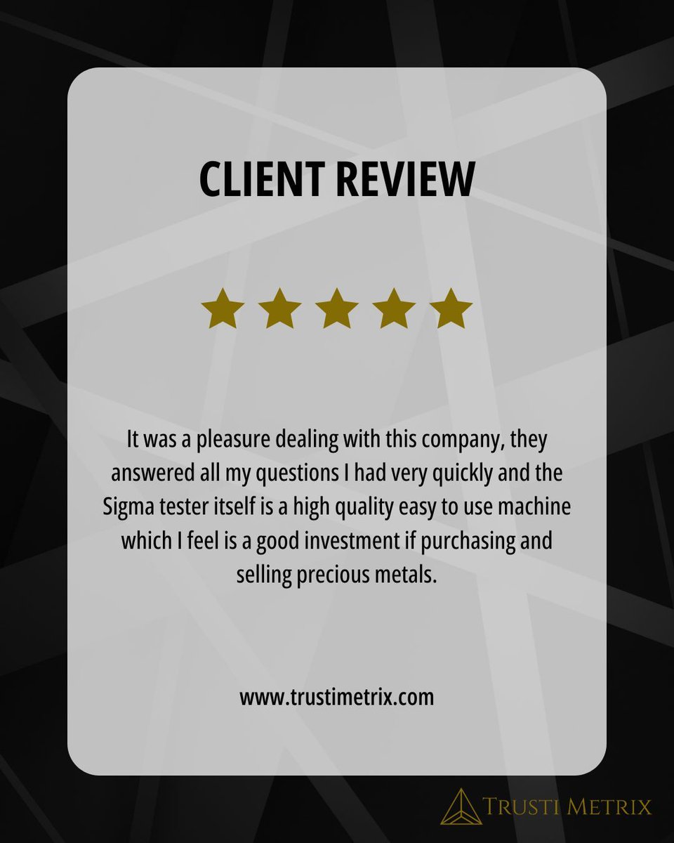 trustimetrix's tweet image. Real feedback from real customers 🙌

Trusted tools. Trusted service.

#TrustiMetrix #SigmaMetalytics #SafeAccurateTrusted #GoldVerification #BullionTools #PreciousMetals #StackWithConfidence #SigmaTester #SigmaGoldTester #GoldTester #Gold #Silver