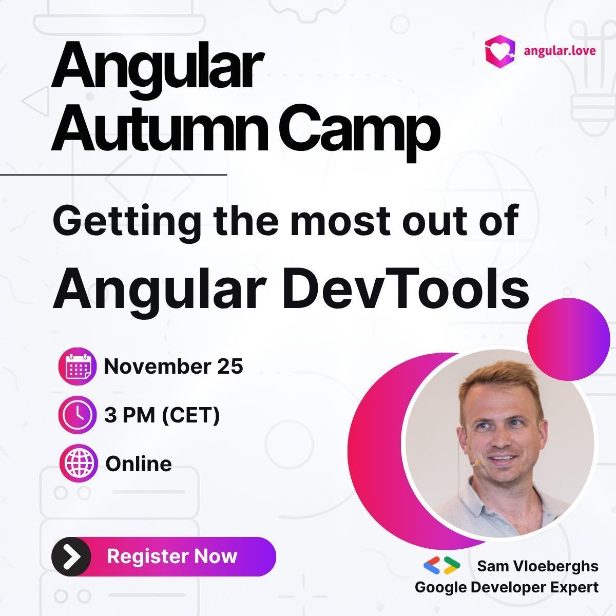 AngularLovePL's tweet image. Who here uses #AngularDevTools? ✋

Well, Google Developer Expert, @samvloeberghs, definitely does, and he wants to teach you how to use them to the max! 

📆 Nov 25 | 🕒 3 PM CET | 📍 Online

“Getting the most out of Angular DevTools” is a deep dive into this popular browser…