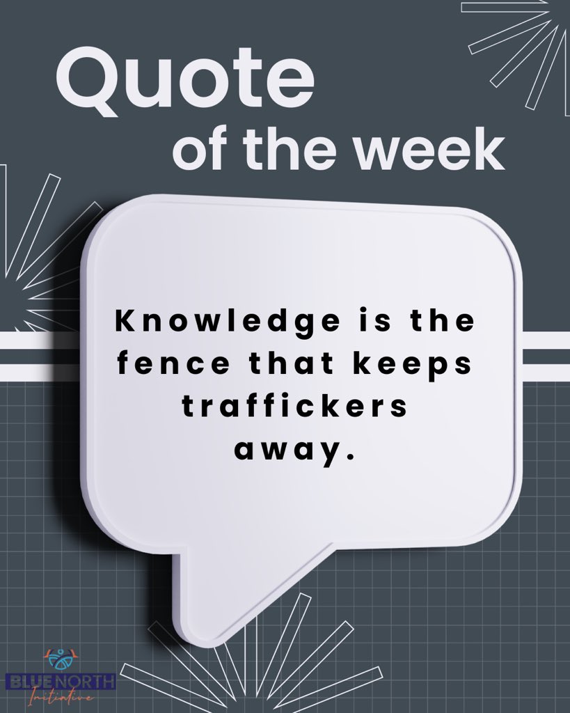 BlueNorth_Info's tweet photo. Every fact you learn builds a fence of protection. Let’s keep equipping ourselves and others with the knowledge to stop human trafficking before it starts. 💡✊ #EndTrafficking #bluenorthinitiative https://t.co/Mb2qM3Z4d2