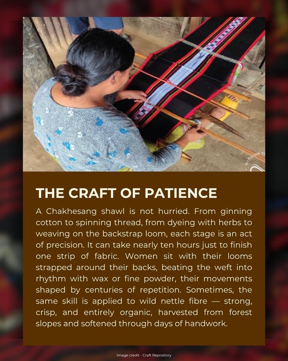 dchandlooms01's tweet image. The fibres of chakhesang shawls carry the faint toughness of wild nettle and the disciplined softness of hand-spun cotton.
#ministryoftextiles #DChandlooms #vocalforlocal #vocalforlocalindia #nagaland #chakhesang #shawls #gitag #myhandloommypride #myproductmypride #tribal #tribe