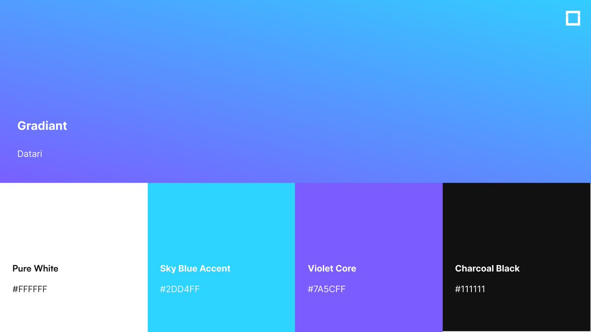 A minimal mark, a bold foundation, and a gradient that represents constant data flow.
Logo + color palette locked in. On to the next phase.