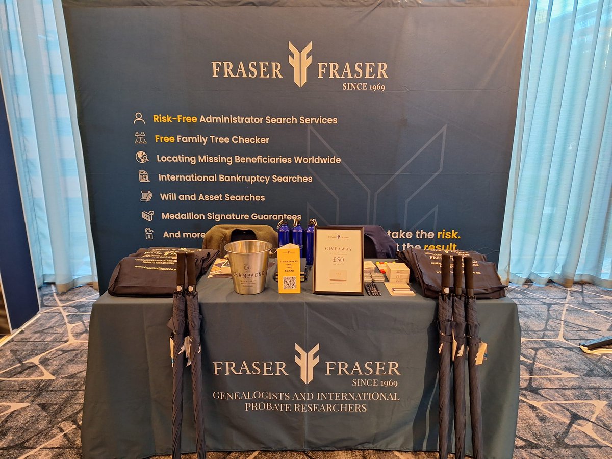 HeirHunter's tweet image. 👋 Good morning, Manchester! 

We’re proud to sponsor and exhibit at the STEP Tax, Trusts &amp;amp; Estates Conference. Nick Howitt and Stuart Haydock are here to chat about estate administration and tracing missing heirs.

📍 Come say hi!
#STEPConference #PrivateClient #FraserAndFraser