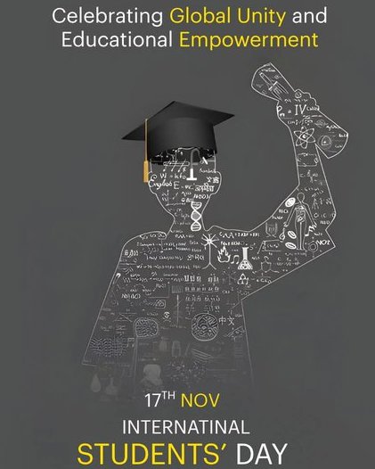 Niharra98749805's tweet photo. Happy International Students’ Day!
Keep learning, keep growing. 📚✨
#InternationalStudentsDay #InspiringStudents #EducationForChange #StudyInIndia #GlobalEducation @EduMinOfIndia https://t.co/8E2Y0pcERV