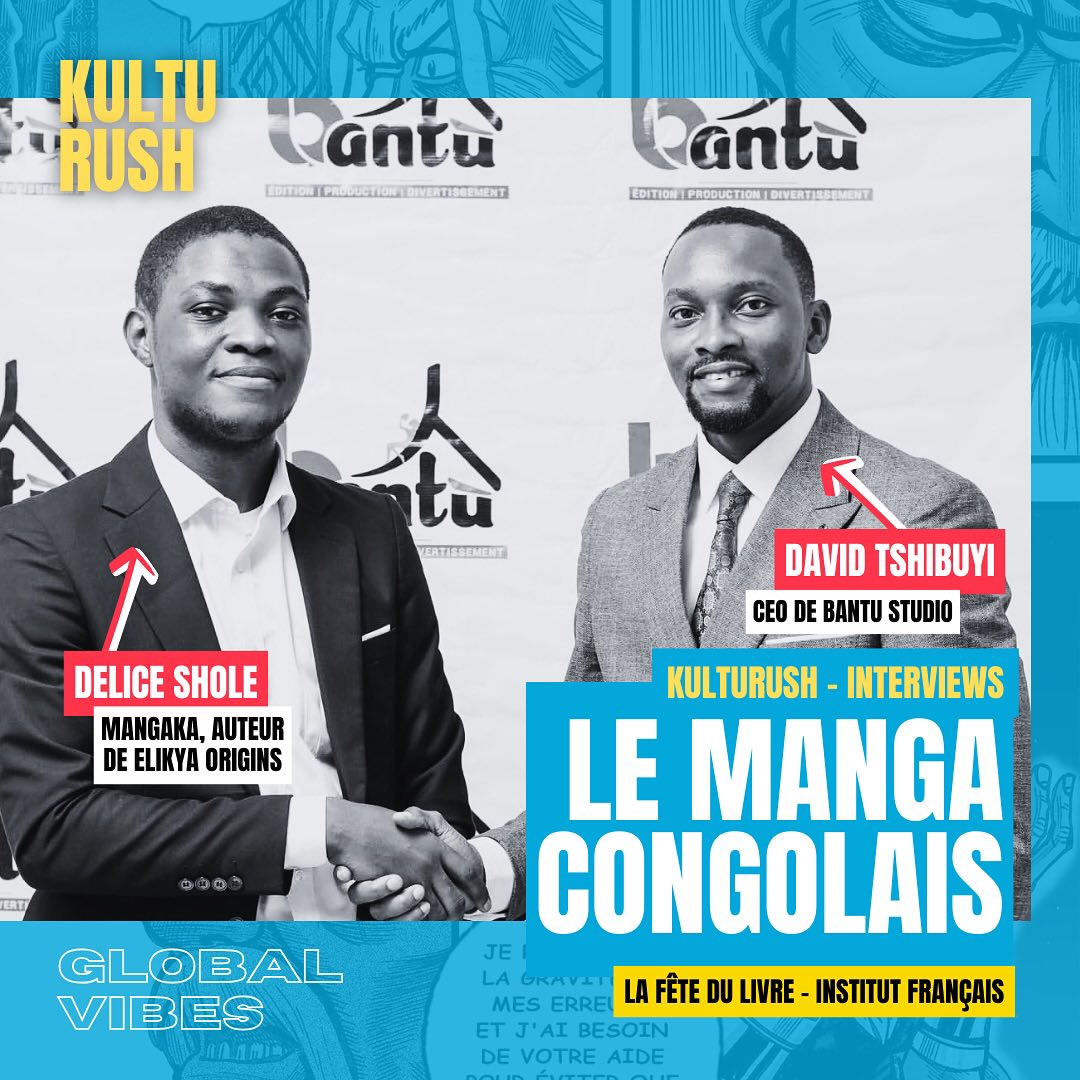 kulturush's tweet photo. Si nous vous disions Manga Congolais, ça sonne comme une nouveauté pour certains et peut-être comme un rêve devenu réalité pour d'autres.
Oui, je m'adresse à vous, les passionnés d'animation japonaise, pour vous inviter à écouter Délice Shole, auteur de Elikya Origins, https://t.co/mUQXp7VvfC