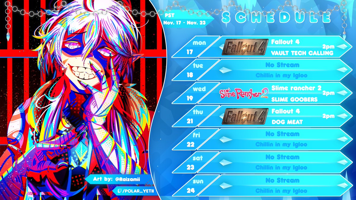 HI GOOBIES HERE'S THIS WEEK'S SCHEDULE!~❄️