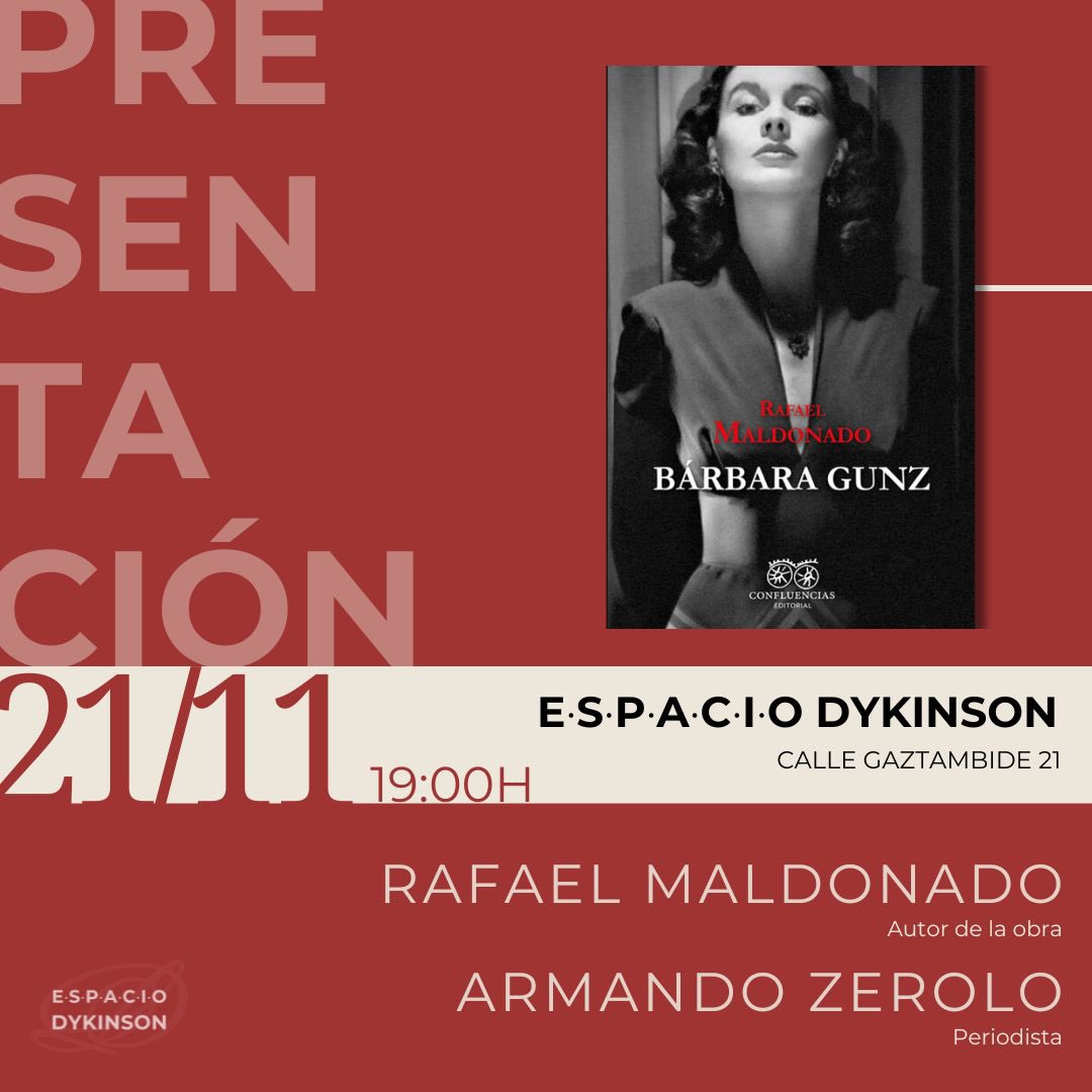 ¡Madrileños! Una segunda llamada. 
El viernes estaré en <a href="/dykinsonlibros/">Librería - Editorial Dykinson 📚</a>, en pleno Chamberí, presentando Bárbara Gunz con dos grandes tipos: <a href="/azeroloduran/">Armando Zerolo Durán</a> y <a href="/MaldonadoAg/">Antonio Gª Maldonado</a>. 
Será un placer veros allí.