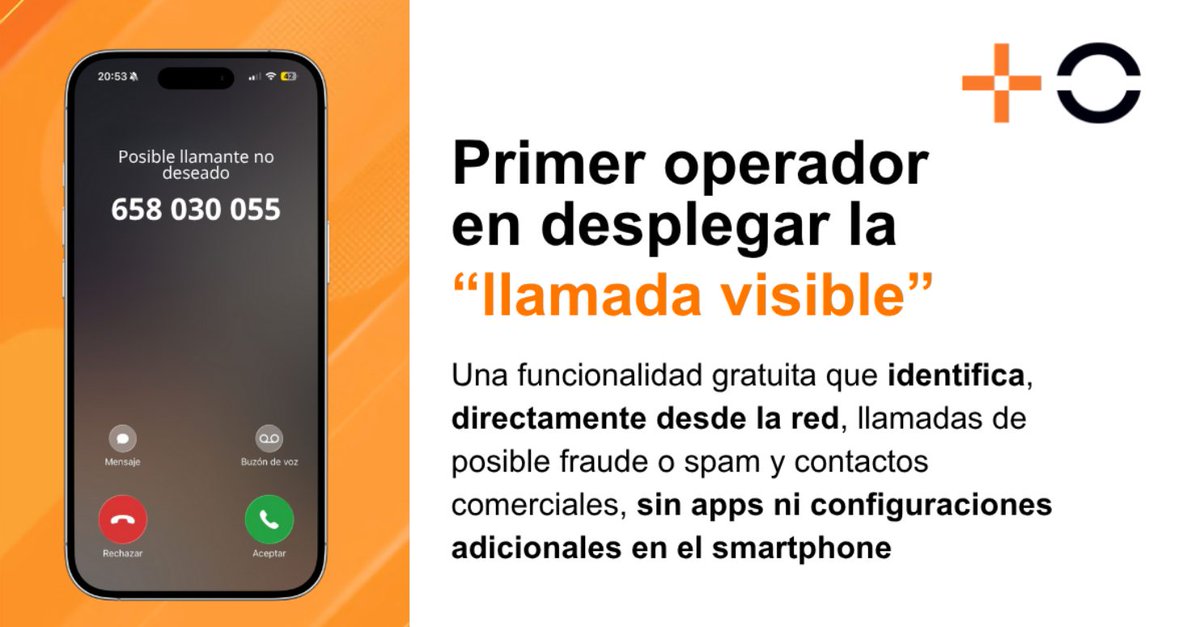 MASORANGE_ES's tweet image. Lanzamos Llamada Visible, la primera solución en España que protege desde la red contra el spam telefónico. 📞🔒

blog.masorange.es/masorange/maso…