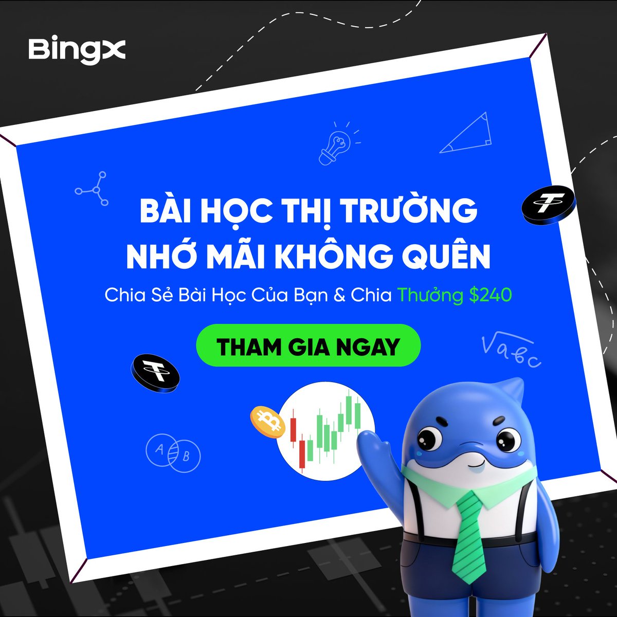 BingXVietnam's tweet image. 🎓 #MINIGAME BÀI HỌC THỊ TRƯỜNG

Thị trường đã dạy bạn điều gì? Mừng ngày 20/11, chia sẻ &amp;amp; nhận quà hấp dẫn từ BingX.

📅 Thời gian: 17/11 - 23/11/2025

🎁 Phần thưởng: 
03 Giải &quot;Bài học ấn tượng&quot; - BTC Chọn
    ➤ $10 fiat
07 Giải &quot;Tri ân may mắn&quot; - Ngẫu…