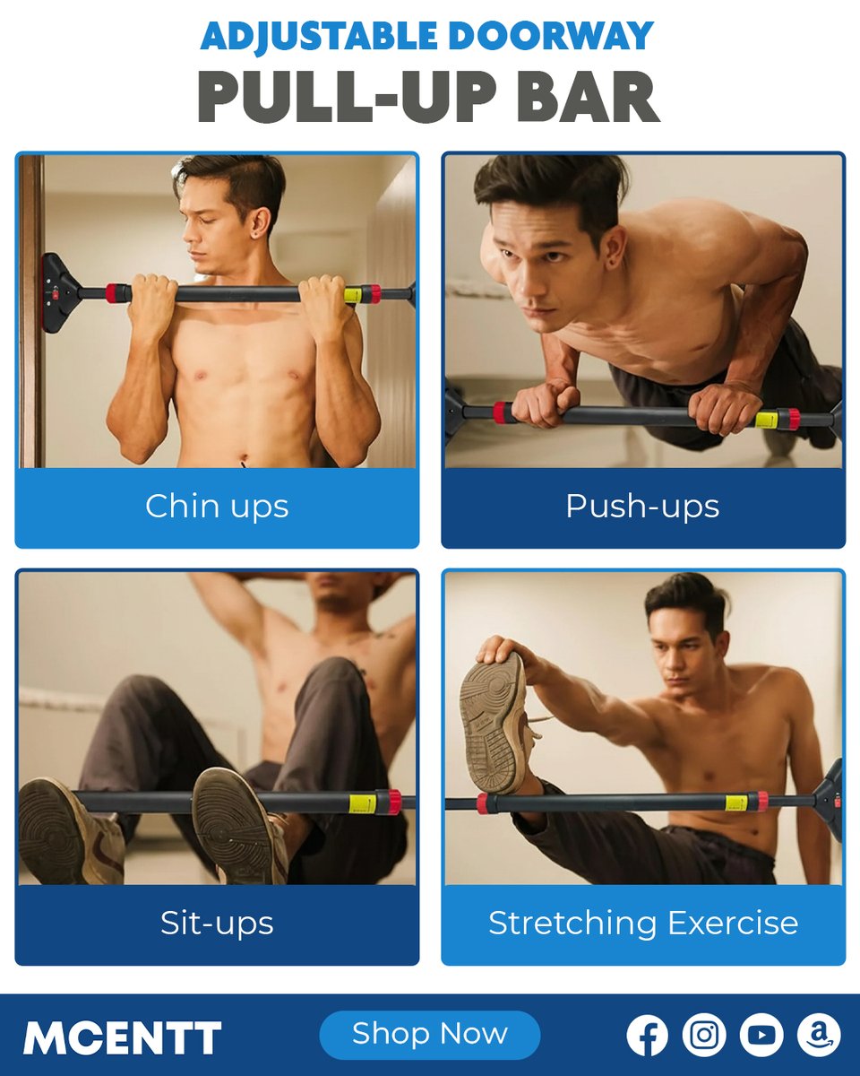 mcenttuae's tweet image. No gym? No problem 💪
Turn any doorway into your personal workout zone with the MCENTT Adjustable Pull-Up Bar 🏋️‍♂️

From chin-ups, push-ups, sit-ups, to stretches — one bar, endless possibilities 🔥
Compact, sturdy, and ready whenever you are ⚡

#mcentt #pullupbar #homeworkout