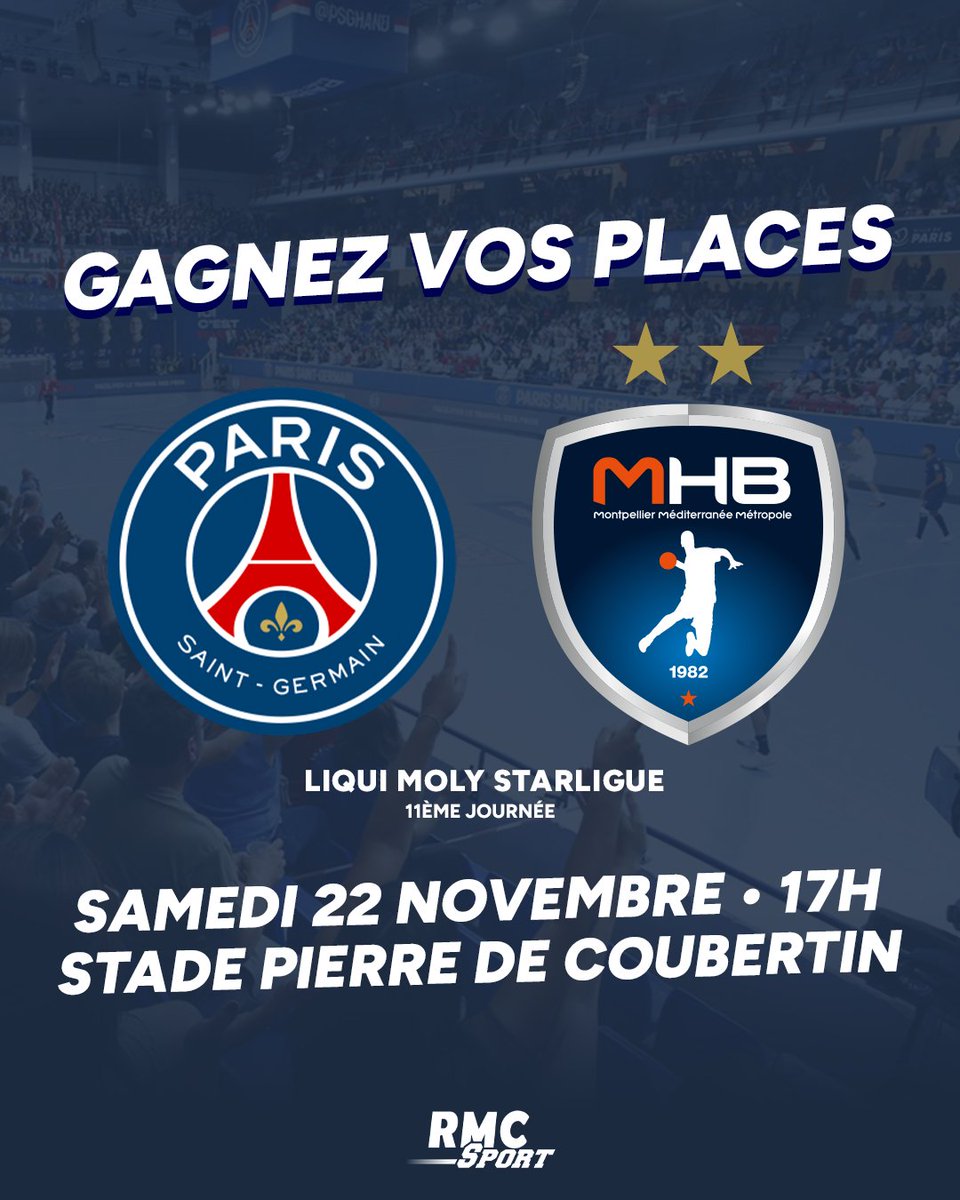 RMCsport's tweet image. 🎁 JEU CONCOURS

🎟️ Tentez de remporter vos places pour assister au match PSG Handball - Montpellier qui a lieu ce samedi 22 novembre à 17h.

🍀 Pour participer, RT + Follow @RMCsport, et commente le nom de ton joueur préféré. Bonne chance !