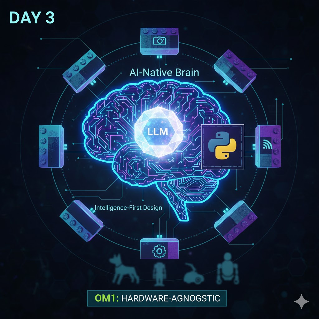 Preciou73024664's tweet image. Day 3/32: OM1 Architecture: The AI-Native Brain

We go inside the OM1 OS—the core that makes robots think.

What makes OM1 an AI-Native OS?

1. Intelligence-First Design
Built from Day One with an LLM at the center for reasoning and adaptation. It replaces old, rigid, rule-based…