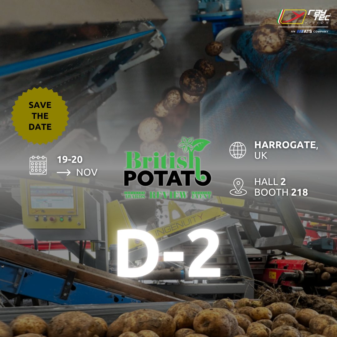 2 days to go until British Potato Show!

Visit us and get a closer look at #INGENUITY, our optical sorter designed to elevate the efficiency, accuracy, and quality of your potato processing line.

📅 Nov 19–20
🌍 Harrogate, UK
📍 Hall 2 Booth 218