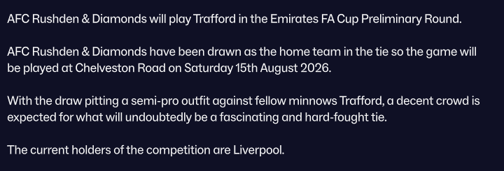 FM26Career's tweet photo. A home tie in the FA Cup. 

#FM26 https://t.co/pV4xVtLSyR