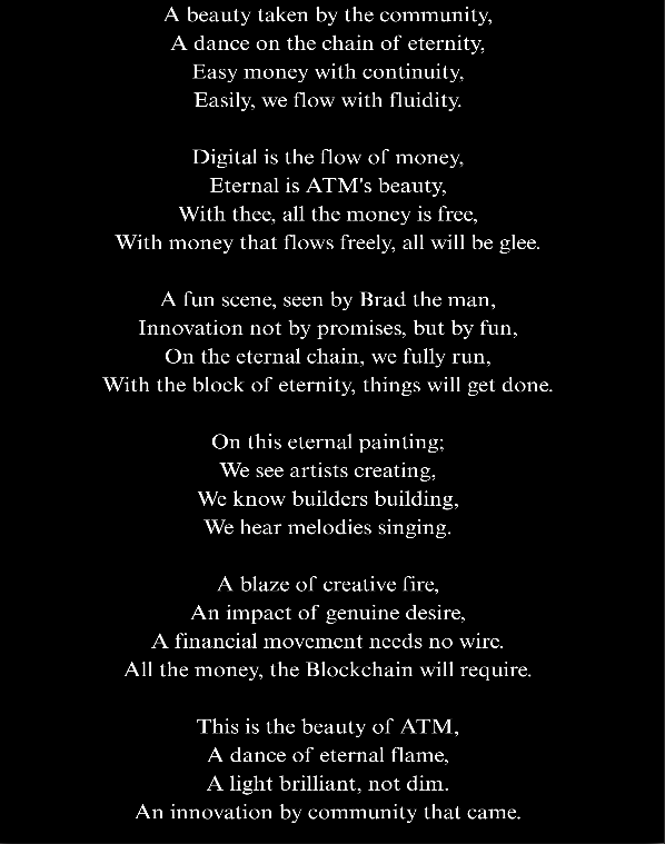 NSCV808's tweet photo. Listen to an informative space with @ATM_xrpl on @DPMFLIVE
A piece of poetry written for @ATM_xrpl
๐: https://t.co/cTQWMJ9EoH
#XRPL #CTO #FUN #GREATPROJECTS https://t.co/ebyHNDYYzH