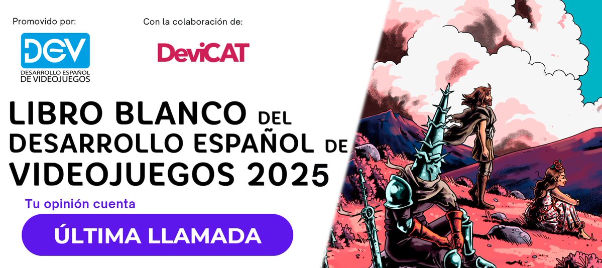 🔴 La encuesta del #LibroBlancoDEV está a punto de cerrarse, MAÑANA 18 de Noviembre, ÚLTIMO DÍA

Si todavía no has participado, hazlo ahora y contribuye a reflejar los datos del sector de los #videojuegos en España.

ES: ls5.gabinetceres.com/index.php/6852…
CAT: ls5.gabinetceres.com/index.php/6852…