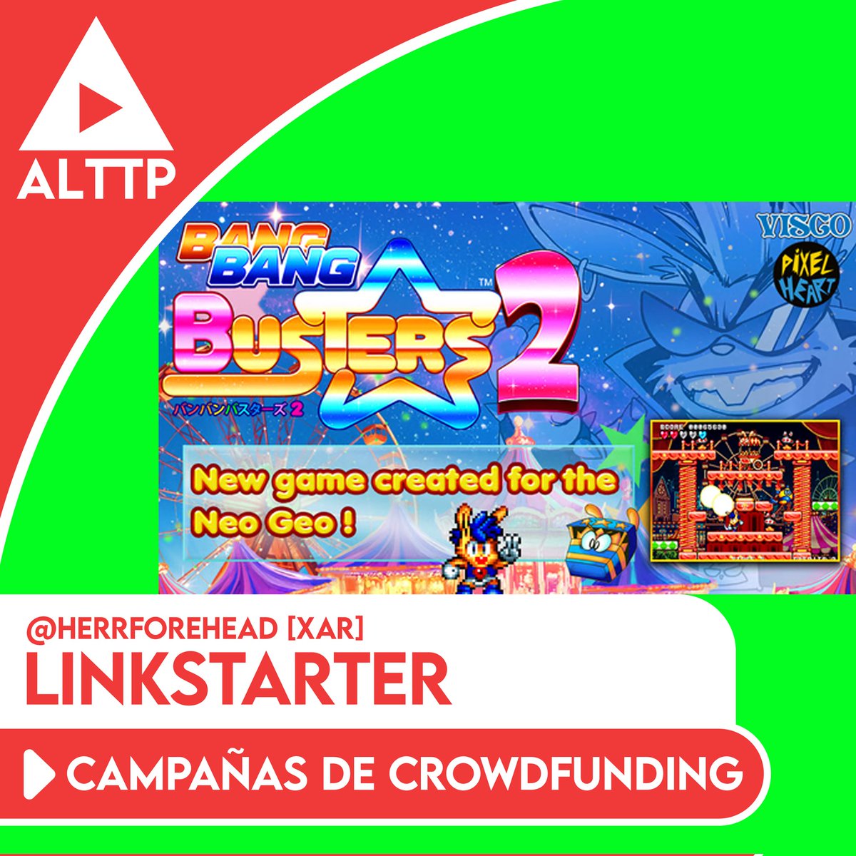 👾 Bang² Busters 2: secuela retro para Neo Geo y Dreamcast por <a href="/PixelHeart_eu/">PixelHeart</a> — plataformeo arcade con conejos espaciales 🐰🚀. Demo disponible y planes para Switch/PS/Xbox/Steam. ¿Lo apoyas? 

open.spotify.com/episode/7lH9Kq…

#Linkstarter #ALTTP