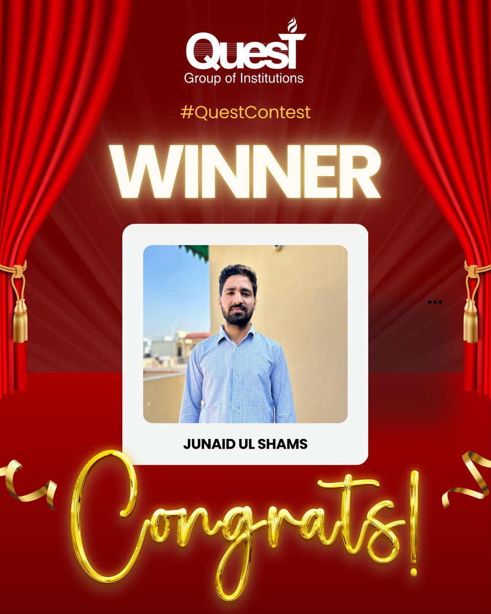 QuestMohali's tweet image. Thank you to everyone who joined our November contest! 🤩
Let’s celebrate Junaid ul Shams, the winner of our November Contest! 🎉✨

Stay connected — more fun contests are on the way! 🚀

#QuestContest #NovemberWinner #JunaidUlShams #QuestChandigarh #WinnerAlert